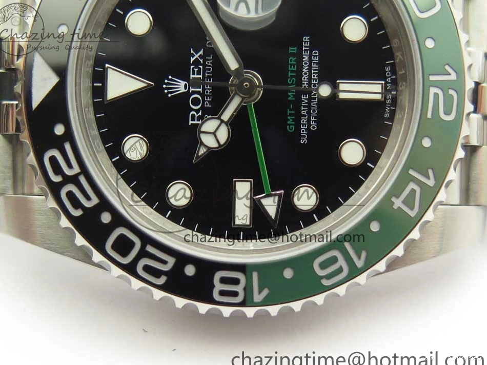 Best AAA Replica Sites GMT-Master Bezel Ceramic Black BPF Bracelet on Green Jubilee 126710 3347 SS Dial A II UrbanChic Black BLRO SS 1225